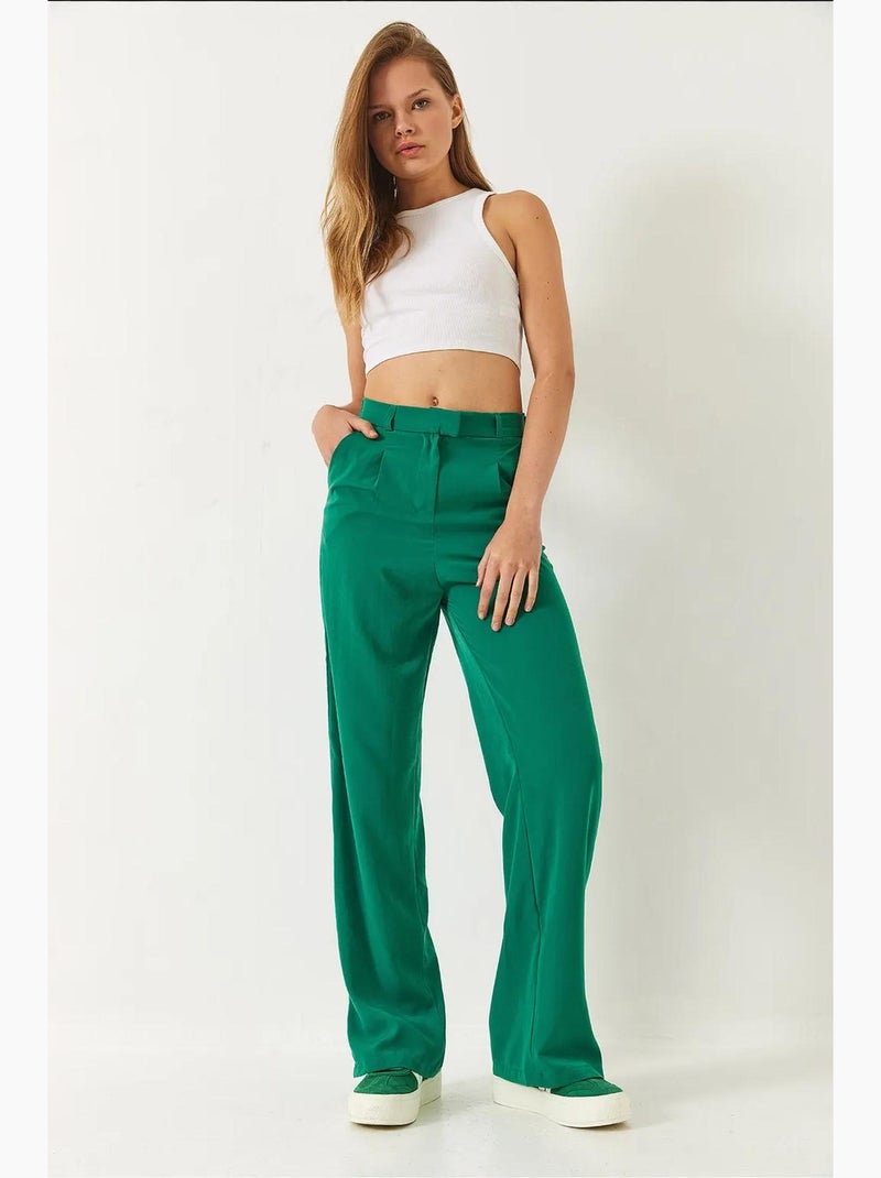Calças palazzo com bolsos lucci Verde - Kiabi