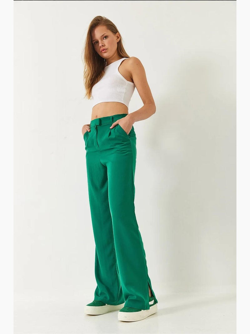 Calças palazzo com bolsos lucci Verde - Kiabi