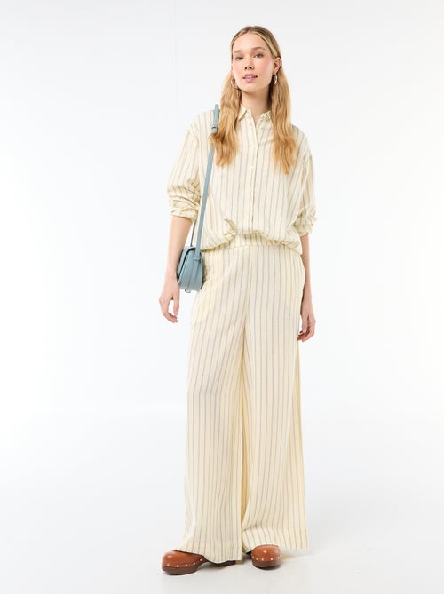 Calças palazzo em mistura de linho - Kiabi