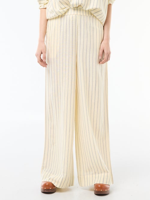 Calças palazzo em mistura de linho - Kiabi