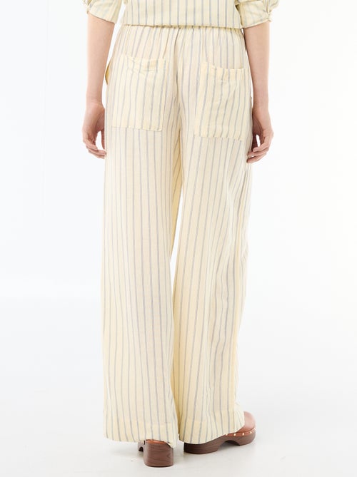 Calças palazzo em mistura de linho - Kiabi