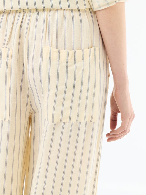 Calças palazzo em mistura de linho - Kiabi