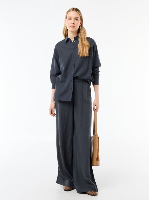 Calças palazzo em mistura de linho - Kiabi