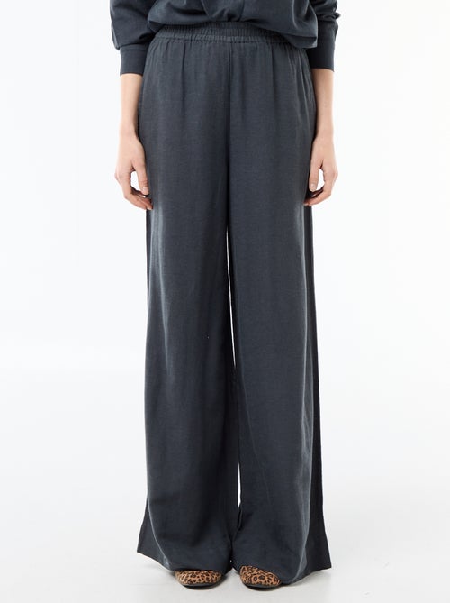 Calças palazzo em mistura de linho - Kiabi