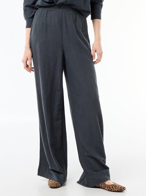 Calças palazzo em mistura de linho - Kiabi