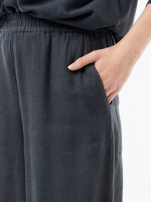 Calças palazzo em mistura de linho - Kiabi