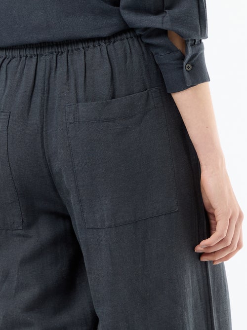 Calças palazzo em mistura de linho - Kiabi