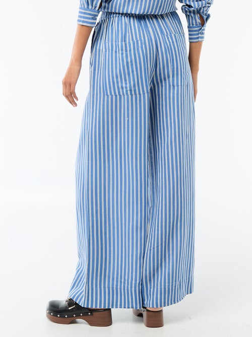 Calças palazzo em mistura de linho - Kiabi