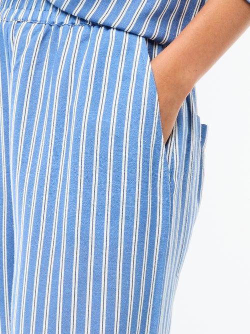 Calças palazzo em mistura de linho - Kiabi