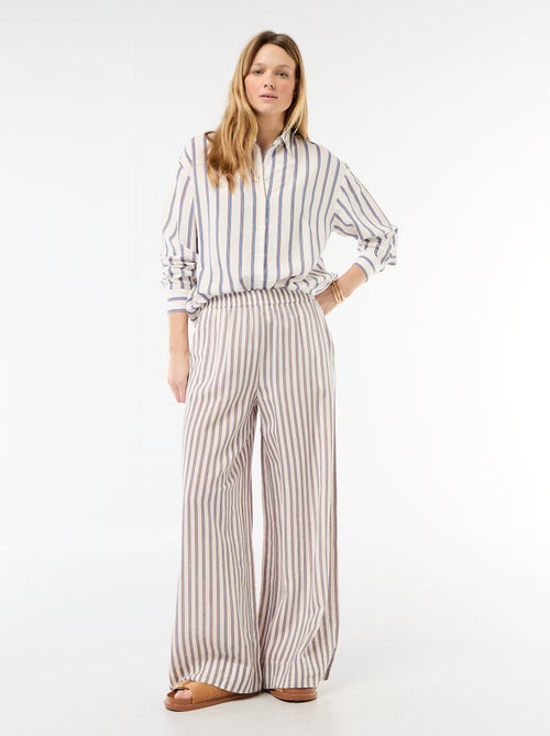 Calças palazzo em mistura de linho - Kiabi