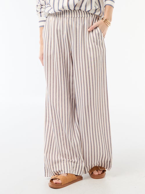 Calças palazzo em mistura de linho - Kiabi