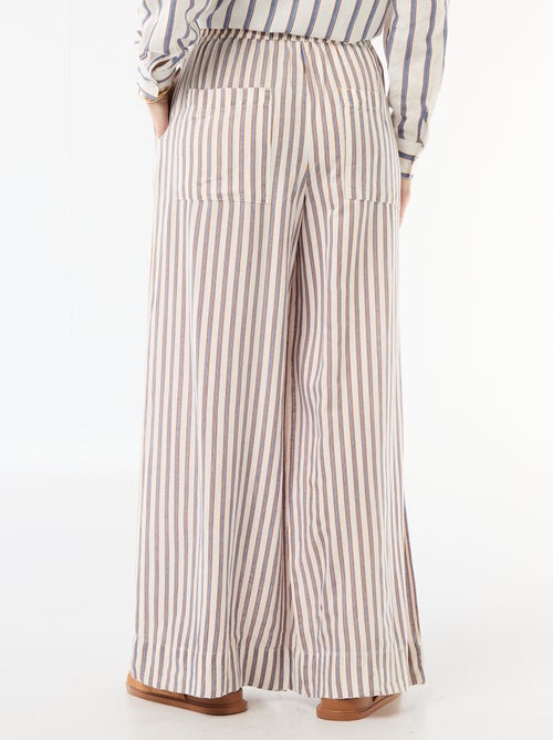Calças palazzo em mistura de linho - Kiabi