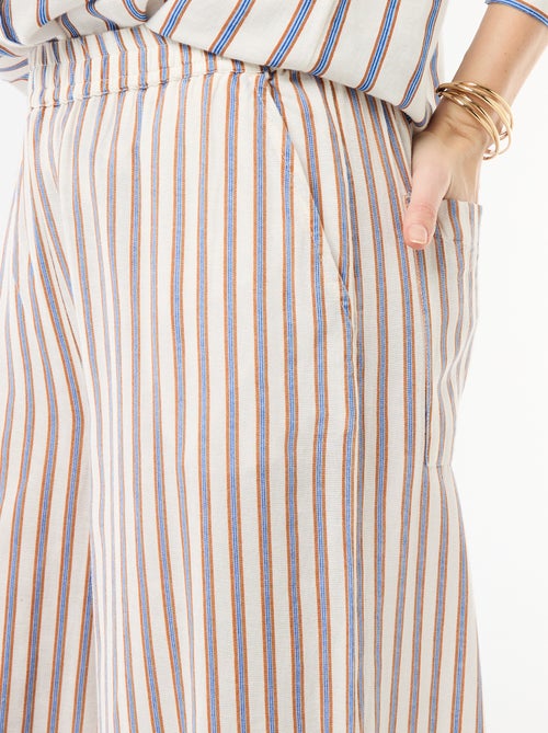 Calças palazzo em mistura de linho - Kiabi