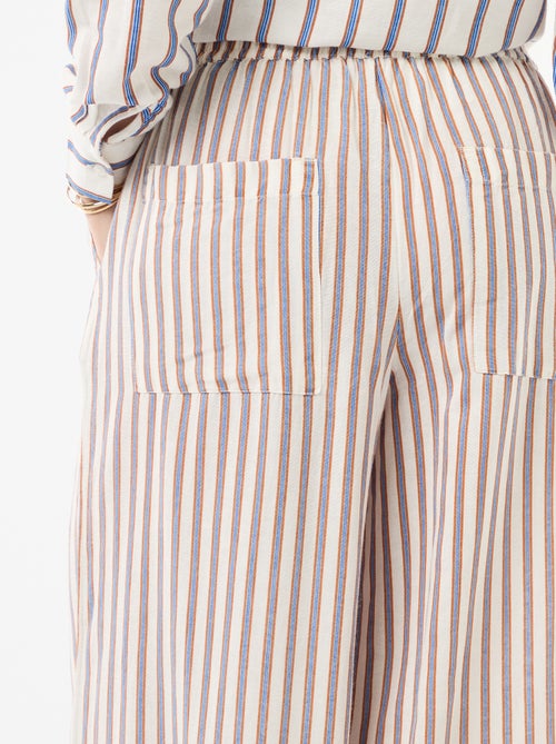 Calças palazzo em mistura de linho - Kiabi