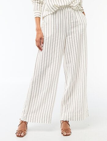 Calças palazzo em mistura de linho