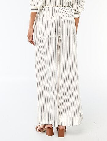 Calças palazzo em mistura de linho