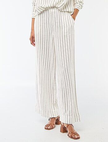 Calças palazzo em mistura de linho