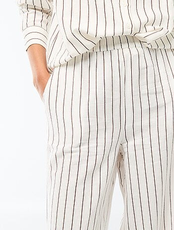 Calças palazzo em mistura de linho