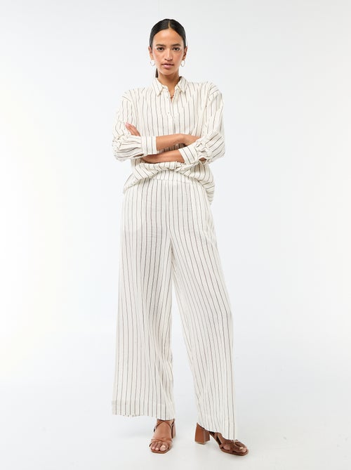 Calças palazzo em mistura de linho - Kiabi