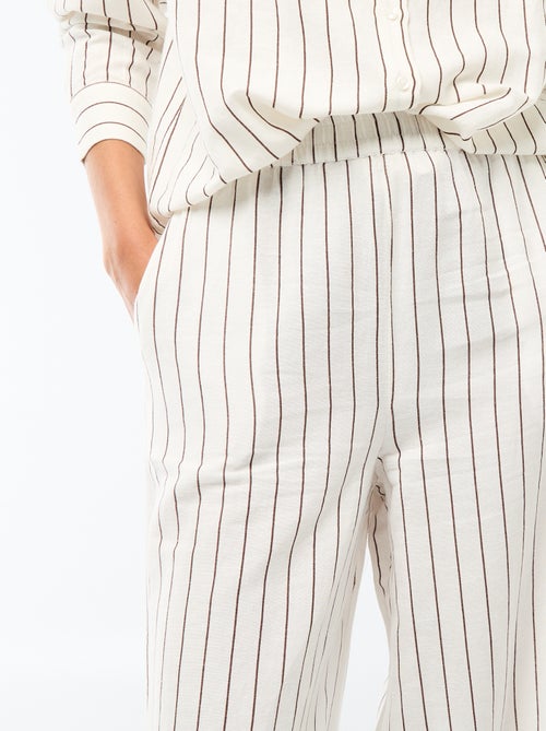 Calças palazzo em mistura de linho - Kiabi