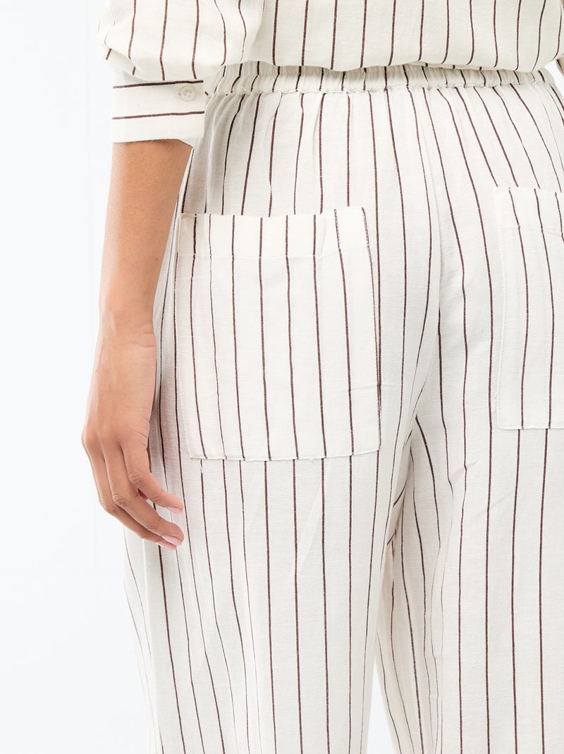 Calças palazzo em mistura de linho Branco - Kiabi