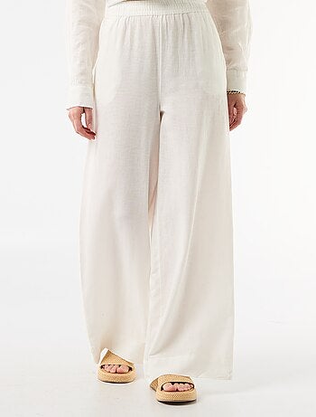 Calças palazzo em mistura de linho