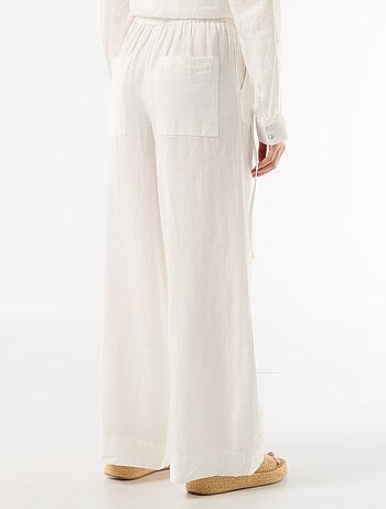 Calças palazzo em mistura de linho