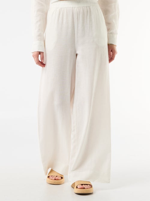 Calças palazzo em mistura de linho - Kiabi