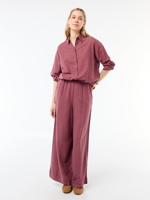 Calças palazzo em mistura de linho - Kiabi