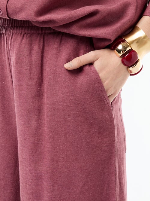 Calças palazzo em mistura de linho - Kiabi