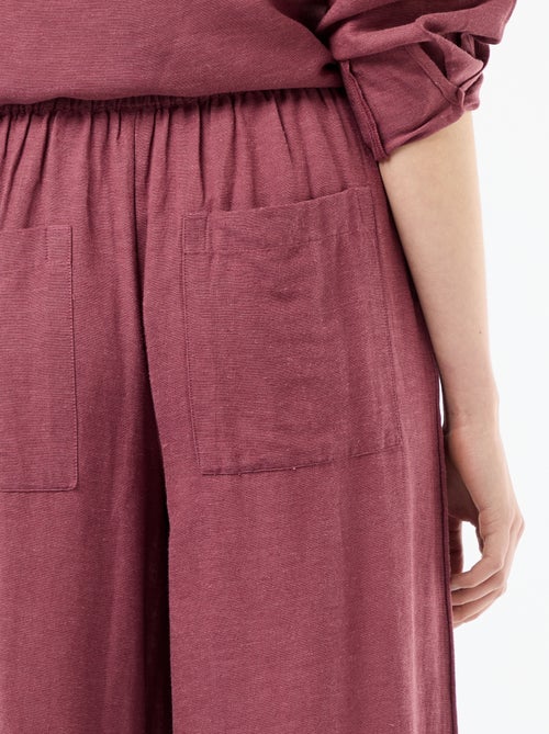 Calças palazzo em mistura de linho - Kiabi