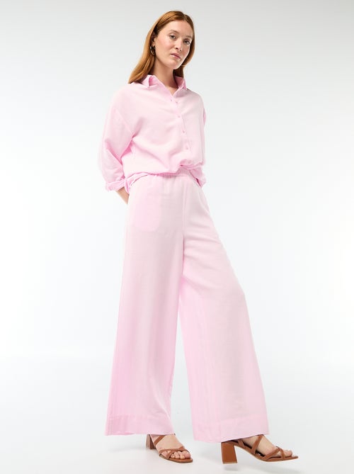 Calças palazzo em mistura de linho - Kiabi