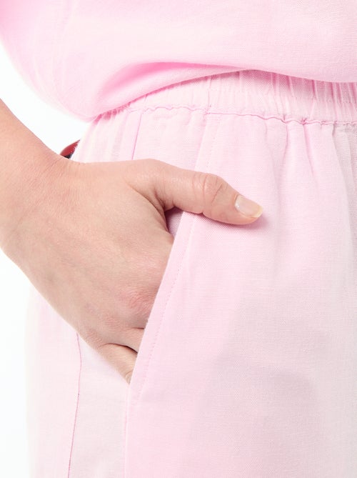 Calças palazzo em mistura de linho - Kiabi