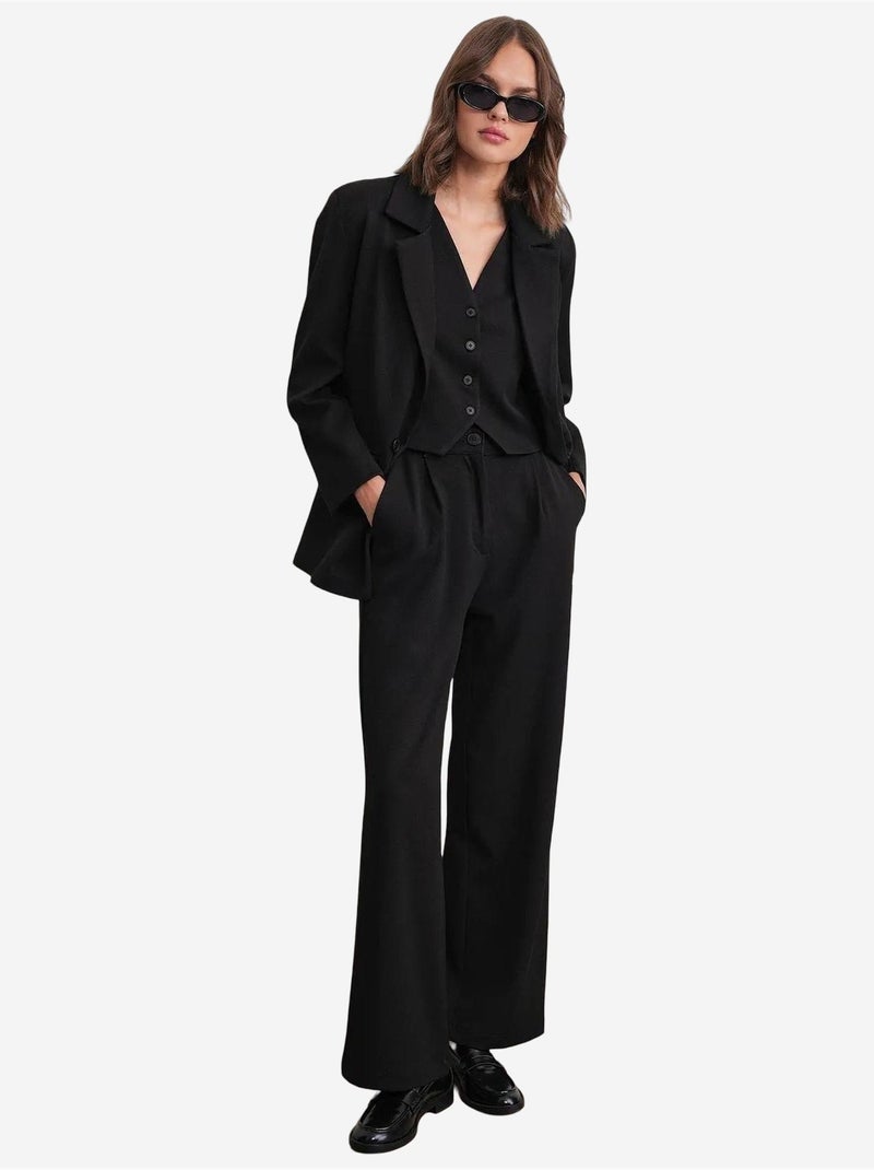 Calças palazzo plissadas com bolsos mixray Preto - Kiabi