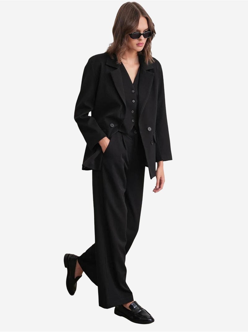 Calças palazzo plissadas com bolsos mixray Preto - Kiabi