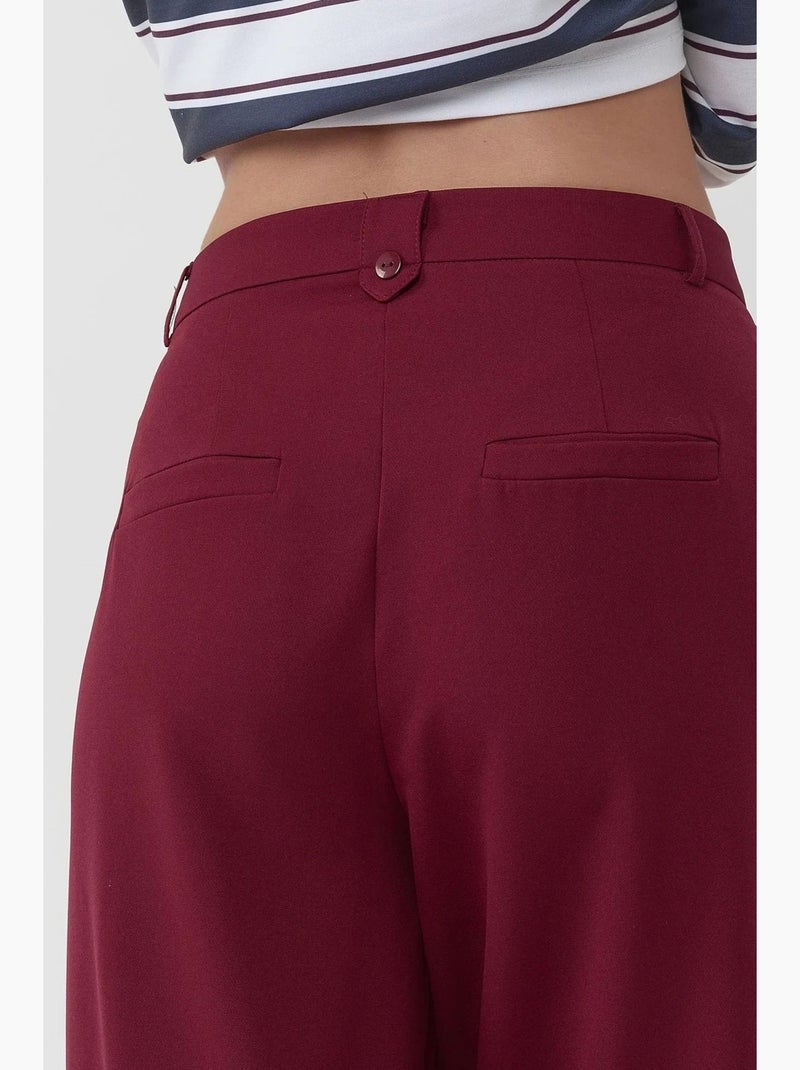Calças palazzo plissadas de cintura subida hiccup Vermelho bordô - Kiabi