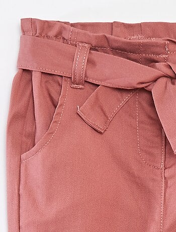 Calças paperbag com cós ajustável