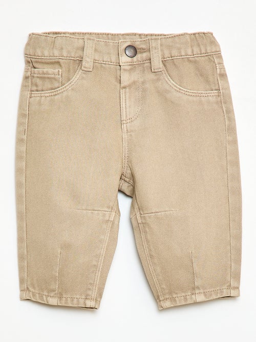 Calças paperbag em sarja de algodão - Kiabi