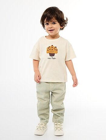 Calças paperbag em sarja de algodão