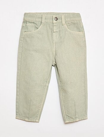 Calças paperbag em sarja de algodão