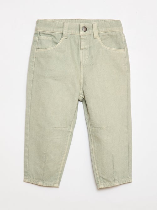 Calças paperbag em sarja de algodão - Kiabi