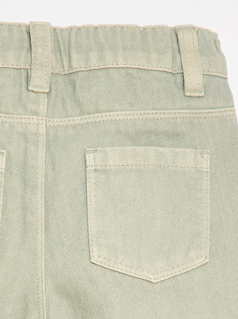 Calças paperbag em sarja de algodão Cinza - Kiabi