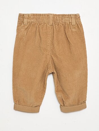 Calças paperbag em veludo cotelê