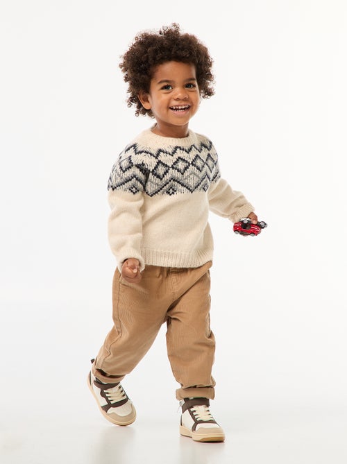 Calças paperbag em veludo cotelê - Kiabi