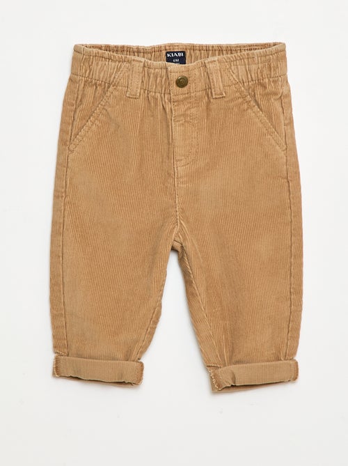 Calças paperbag em veludo cotelê - Kiabi