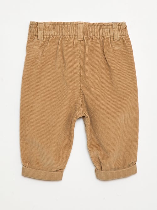 Calças paperbag em veludo cotelê - Kiabi