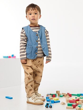 Calças paperbag em veludo cotelê