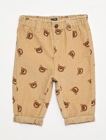 Calças paperbag em veludo cotelê