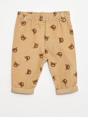 Calças paperbag em veludo cotelê