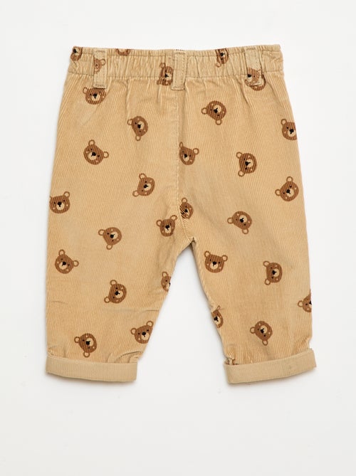 Calças paperbag em veludo cotelê - Kiabi